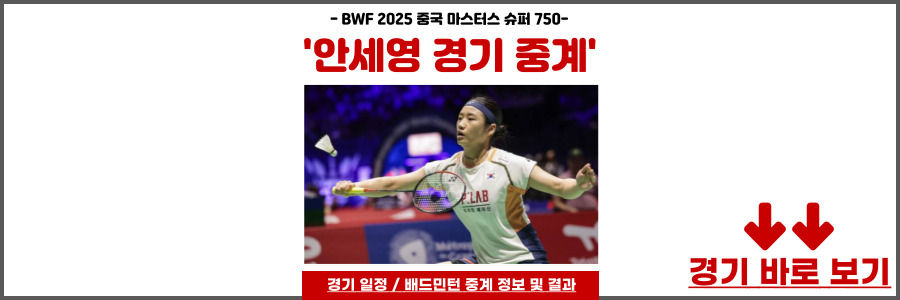 안세영 경기 일정