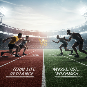 정기보험과 종신보험의 대결구도를 보여주는 이미지