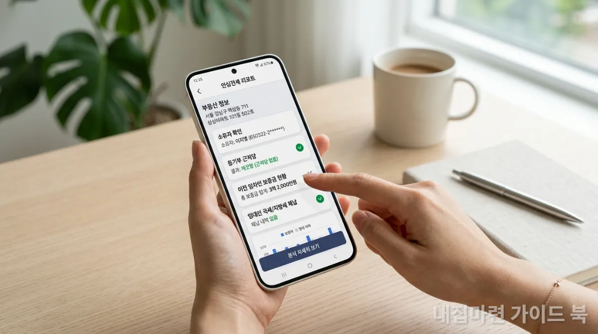 스마트폰에 표시된 안심전세 앱 화면