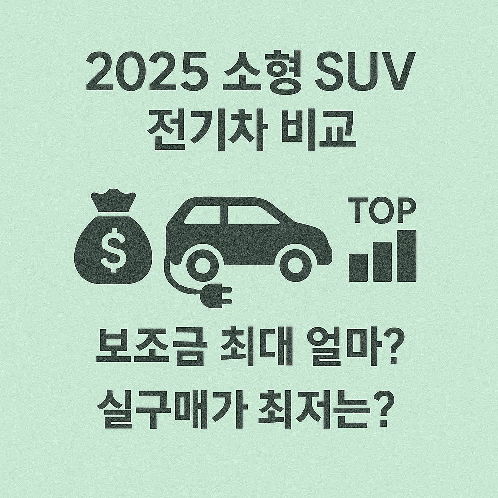소형 SUV 전기차 보조금 지원금 상위 차종 비교 (2025)