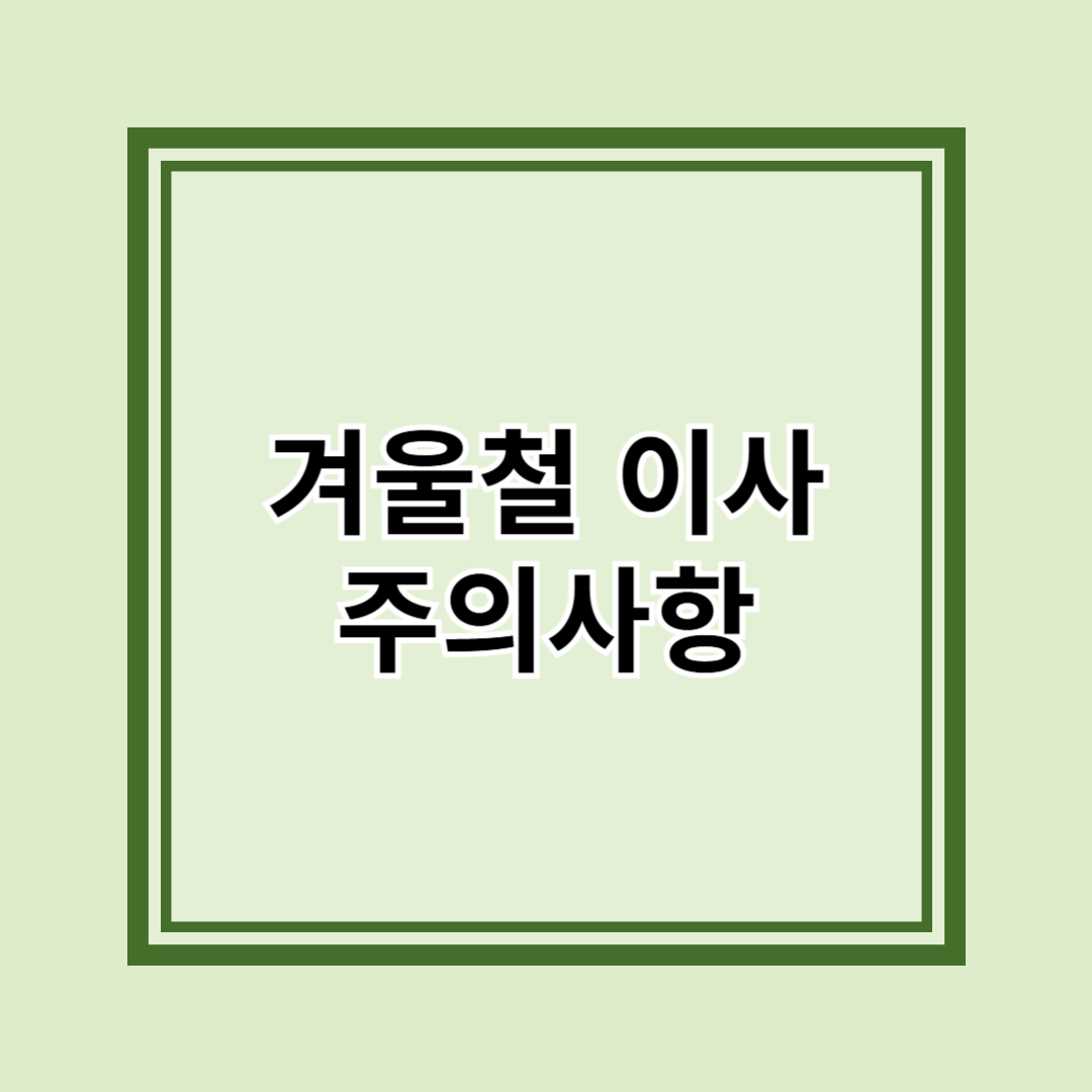 겨울철 이사 주의사항 – 안전하고 효율적인 이사 준비법