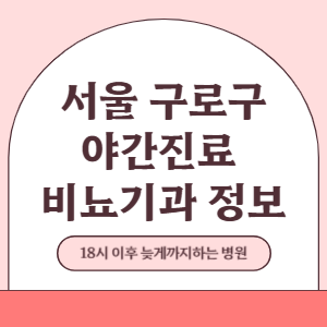 서울 구로구 야간진료 비뇨기과 병원 (18시 이후 늦게까지하는 병원)