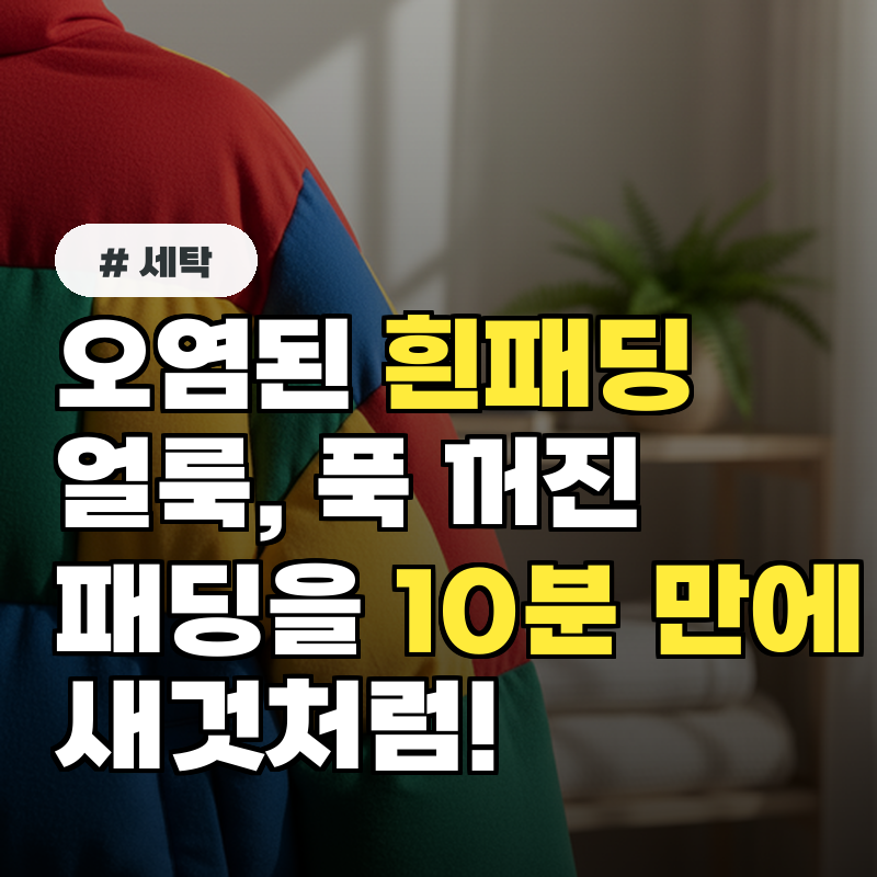 오염된 흰패딩 얼룩과 푹 꺼진 패딩, 10분 만에 새것처럼!