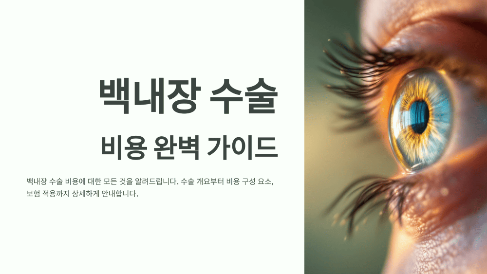 백내장 수술 비용 완벽 가이드