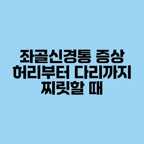 좌골신경통 증상 허리부터 다리까지 찌릿할 때