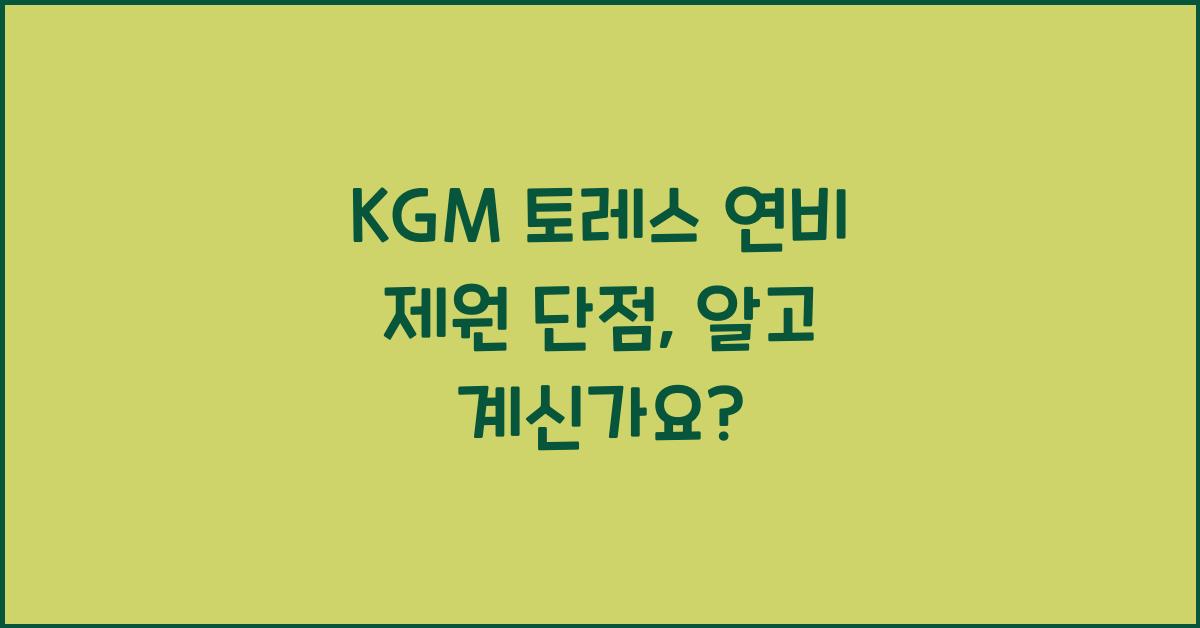 KGM 토레스 연비 제원 단점