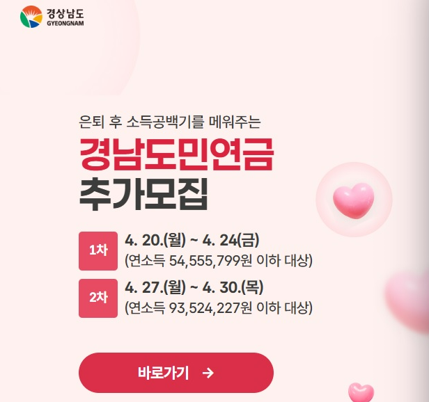 경남도민연금 추가모집 신청방법&middot;신청기간