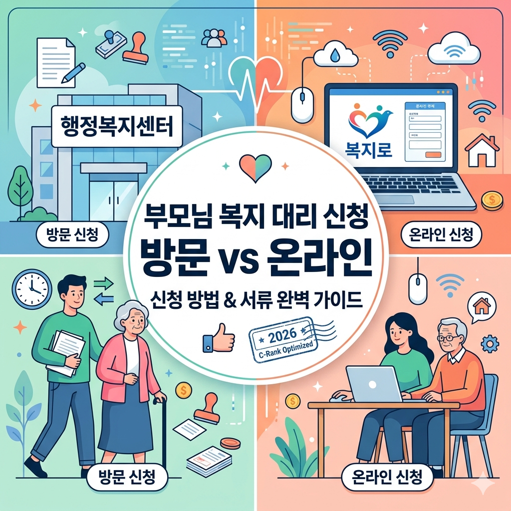 부모님 복지 대리 신청 행정복지센터 방문 및 복지로 온라인 절차