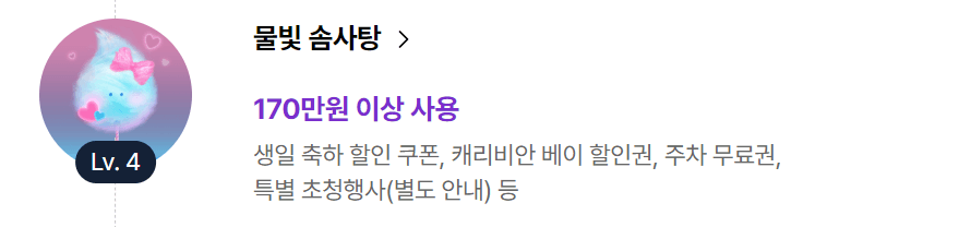 솜사탕 등급별 혜택