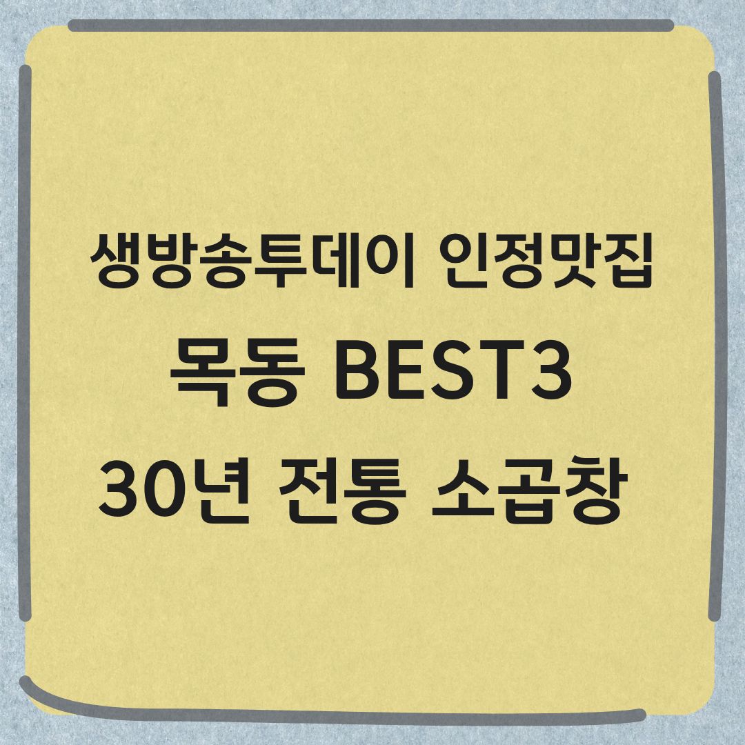 생방송투데이 인정맛집 목동 BEST3 30년 전통 소곱창 맛집