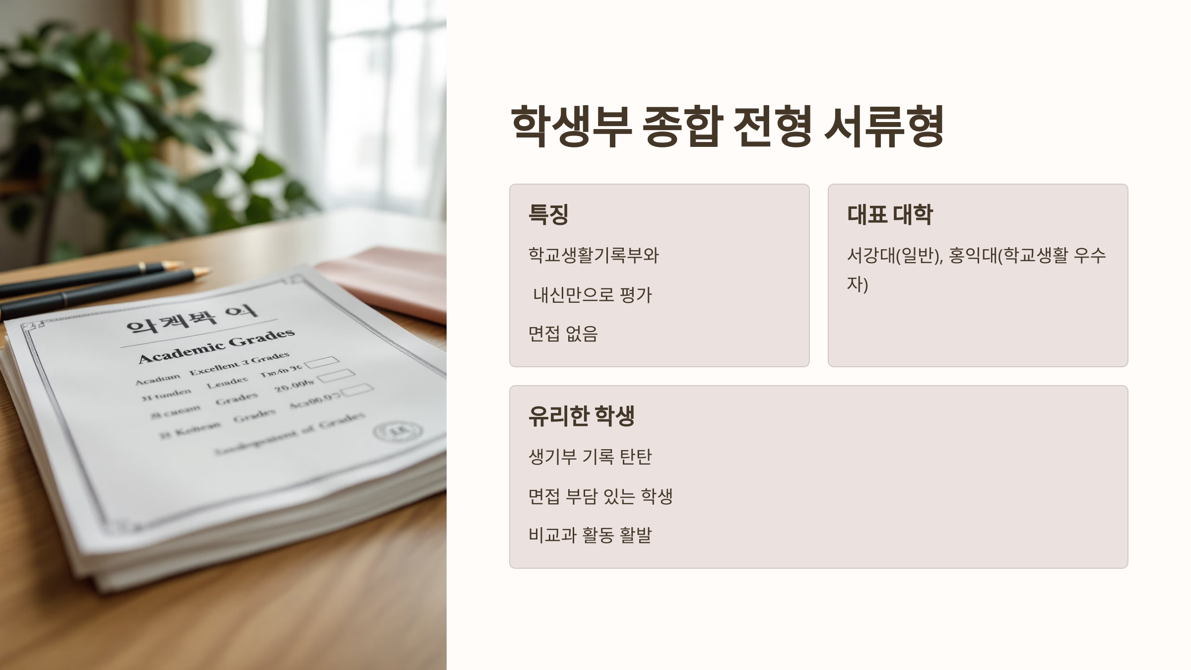 학생부 종합 전형 서류형 정리