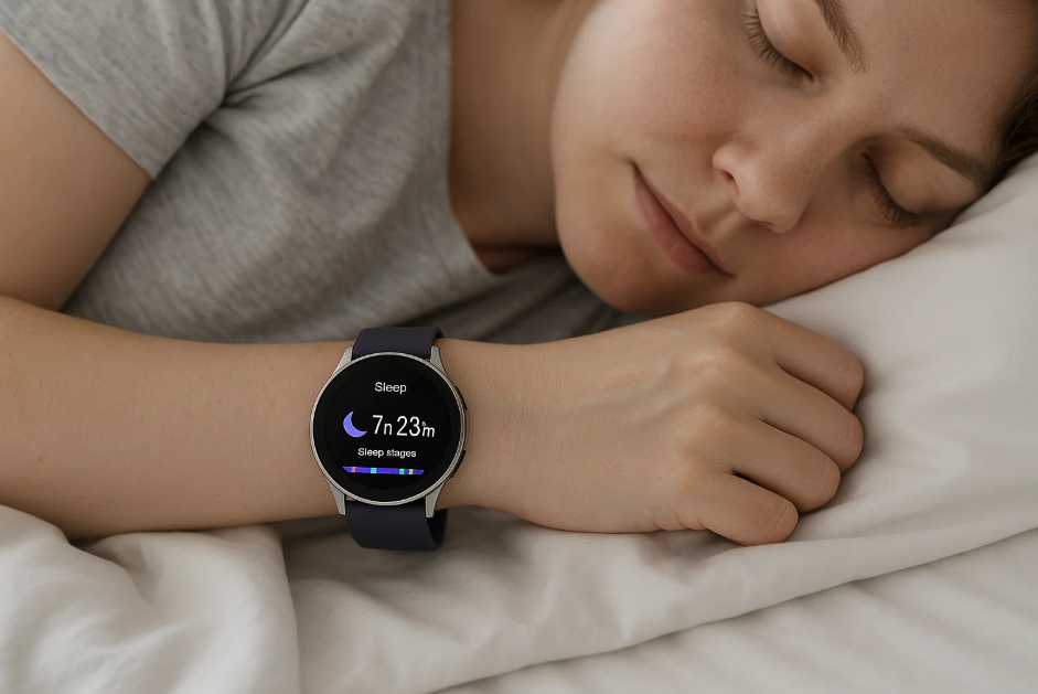 스마트 워치로 수면 관리하는 사진