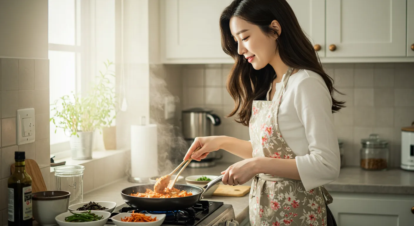 요리하는 여자 모습