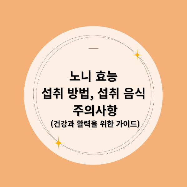 노니 효능 섭취 방법 섭취 음식 주의사항 건강과 활력을 위한 가이드