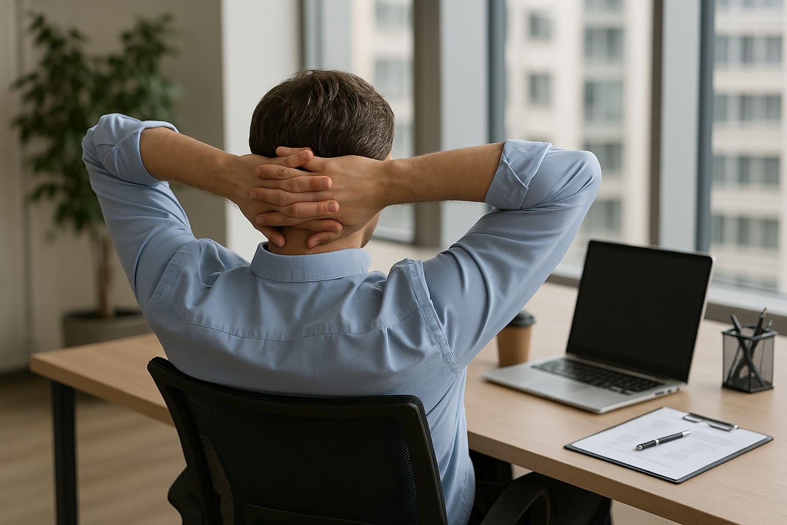 대상포진 원인 중 하나인 스트레스로 잠시 쉬는중인 직장인 이미지