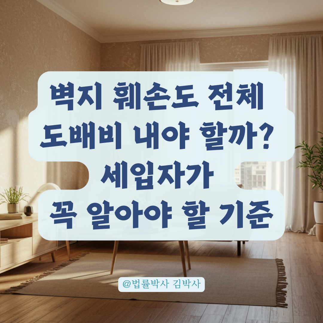 벽지 부분 훼손도 전체 도배비 내야 할까? 세입자가 꼭 알아야 할 퇴거 배상 기준.