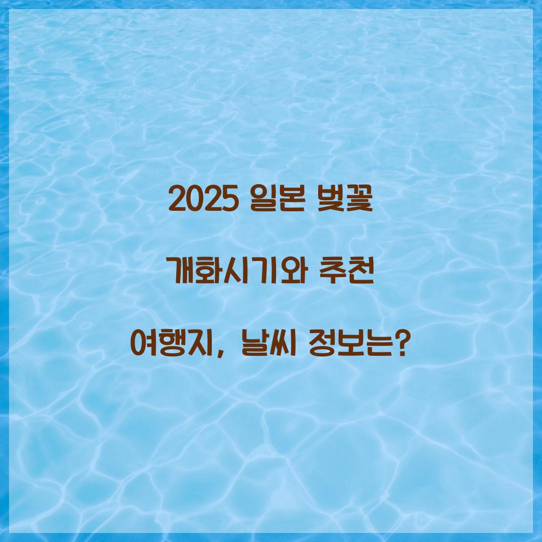 2025 일본 벚꽃 개화시기