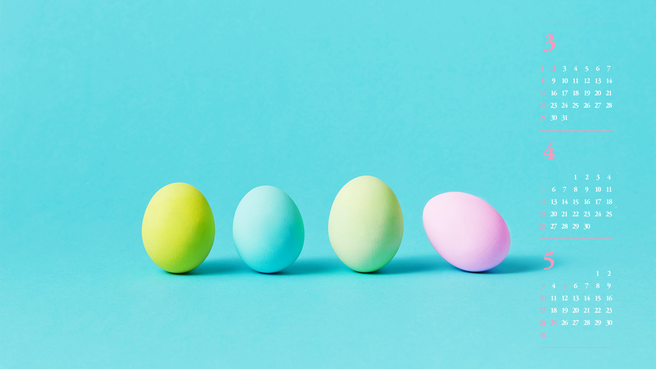 01 파스텔톤 계란 하늘색배경 B - 2026년4월 달력배경화면