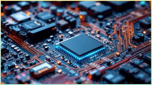 컴퓨터 부품이 닫힙니다. 컴퓨터 칩 기술