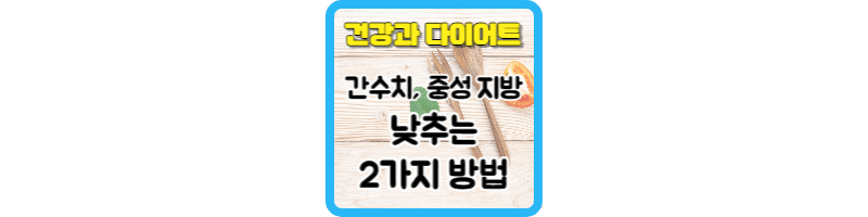 건강과 다이어트를 큰 주제로 간 수치와 중성 지방을 낮추는 방법에 관련된 포스팅임을 알려주는 섬네일