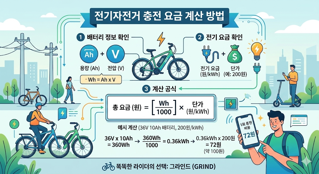 전기자전거 1회 충전비용 계산