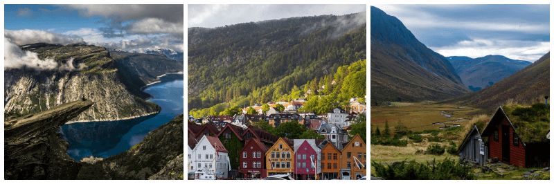 노르웨이 풍경 사진 3개