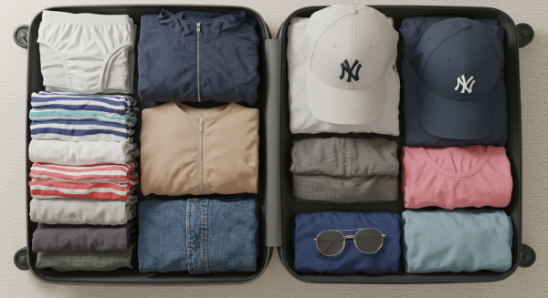 속옷, 겉옷, 잠옷, 수영복, 모자, 선글라스 등 필수 의류 모음