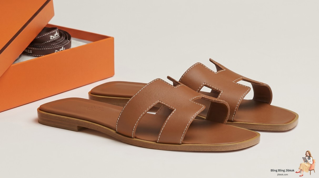 에르메스 오란 슬리퍼 골드 컬러 (hermes oran sandals gold leather)