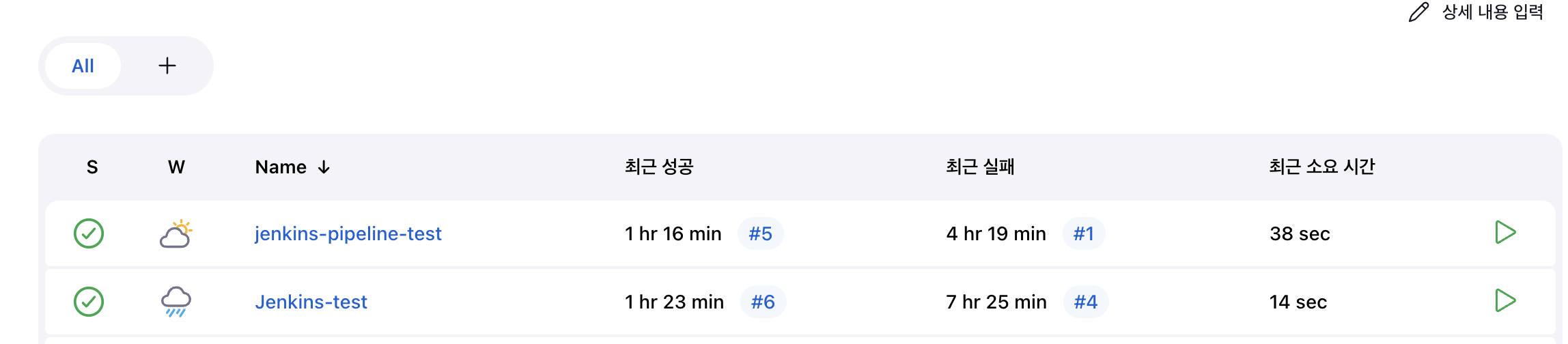 Jenkins Job 목록