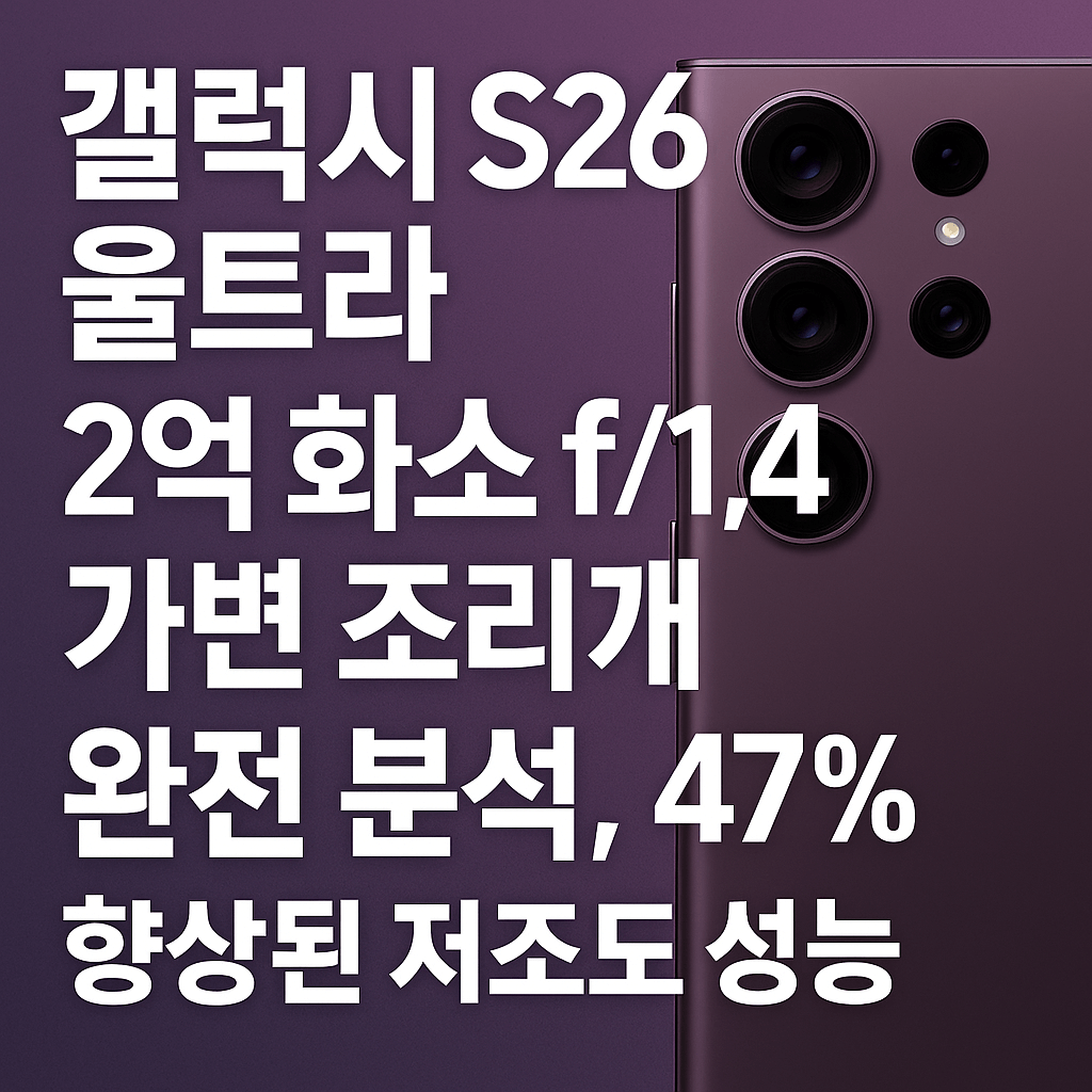 갤럭시 S26 울트라 2억 화소 가변 조리개 완전 분석