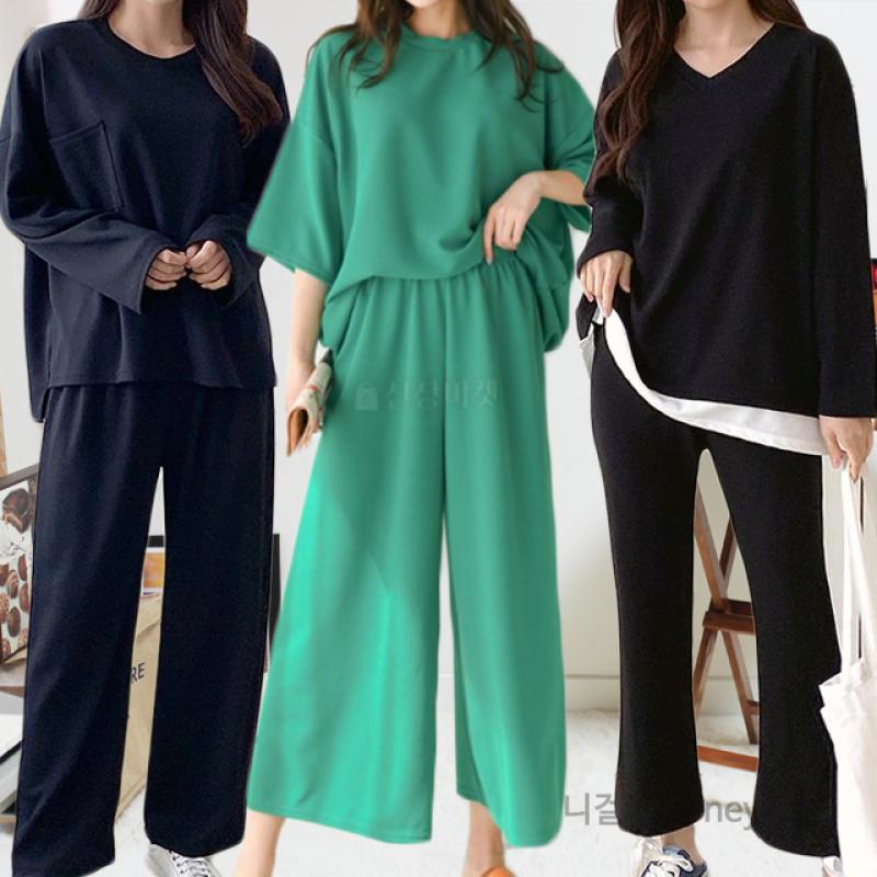 가을 투피스 엄마등원룩 여성 트레이닝 세트 빅사이즈 와이드 부츠컷