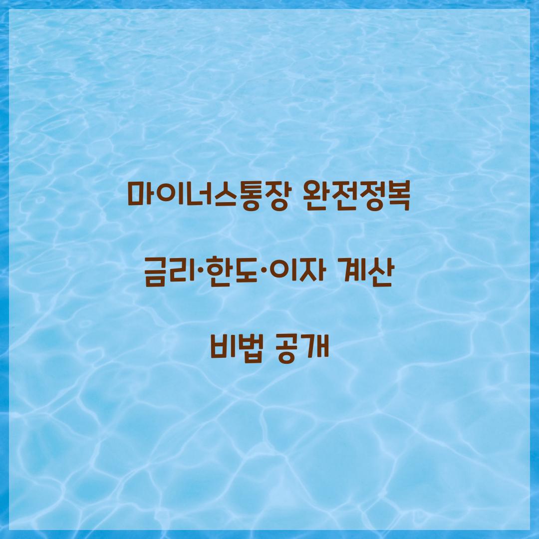 마이너스통장 완전정복
