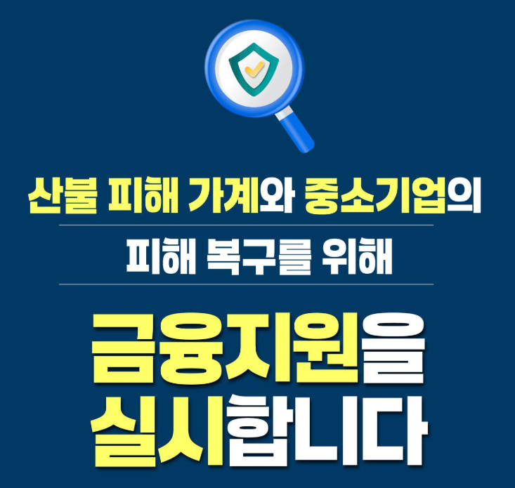 산불 피해 금융지원 재난지원금 알아보기