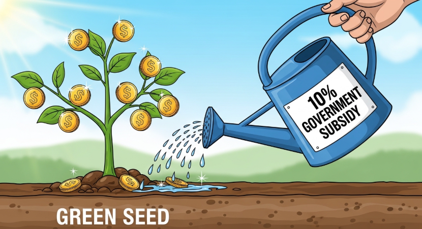 새싹이 자라나서 동전 나무가 되는 일러스트