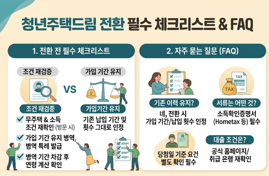 청년주택드림청약통장전환 대상자 확인