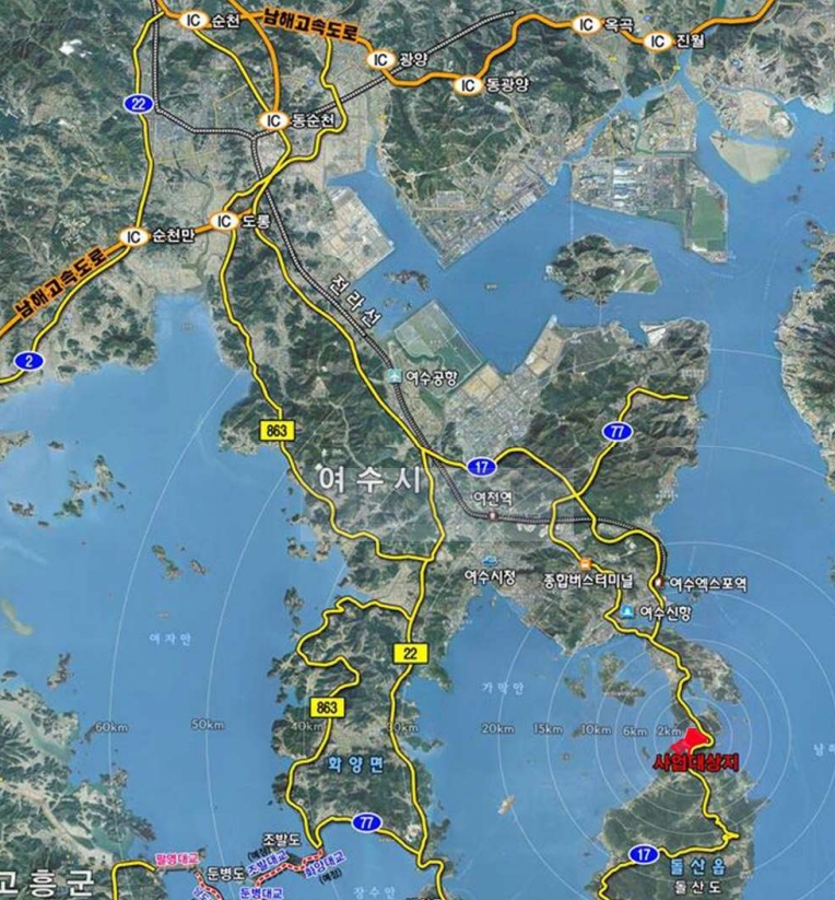 여수 무술목 관광단지 위치도