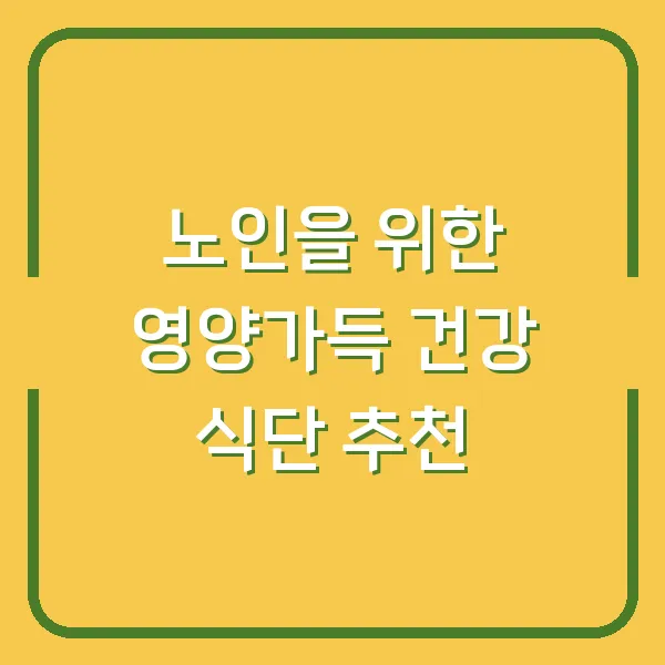 노인을 위한 영양가득 건강 식단 추천