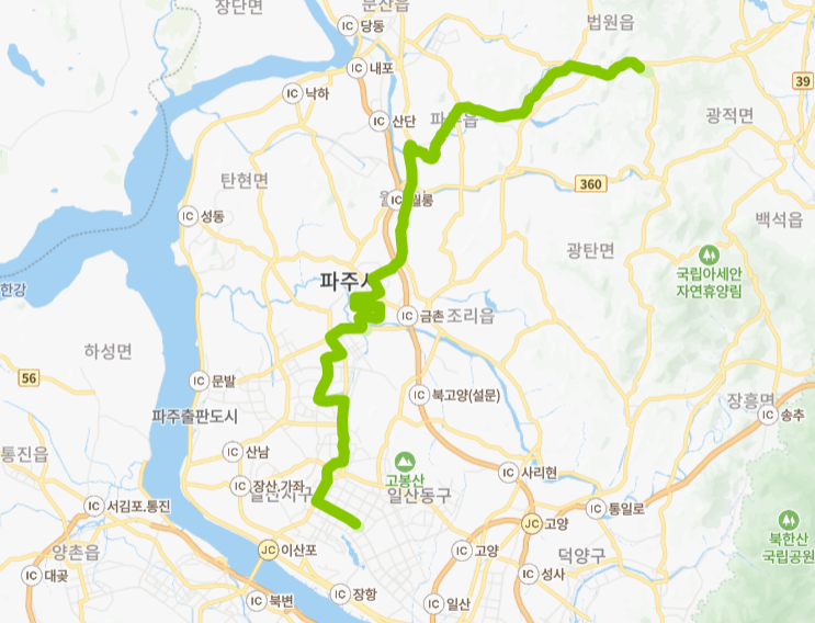 고양-파주-600번-버스-노선-지도