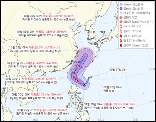 태풍 끄라톤 예상 경로