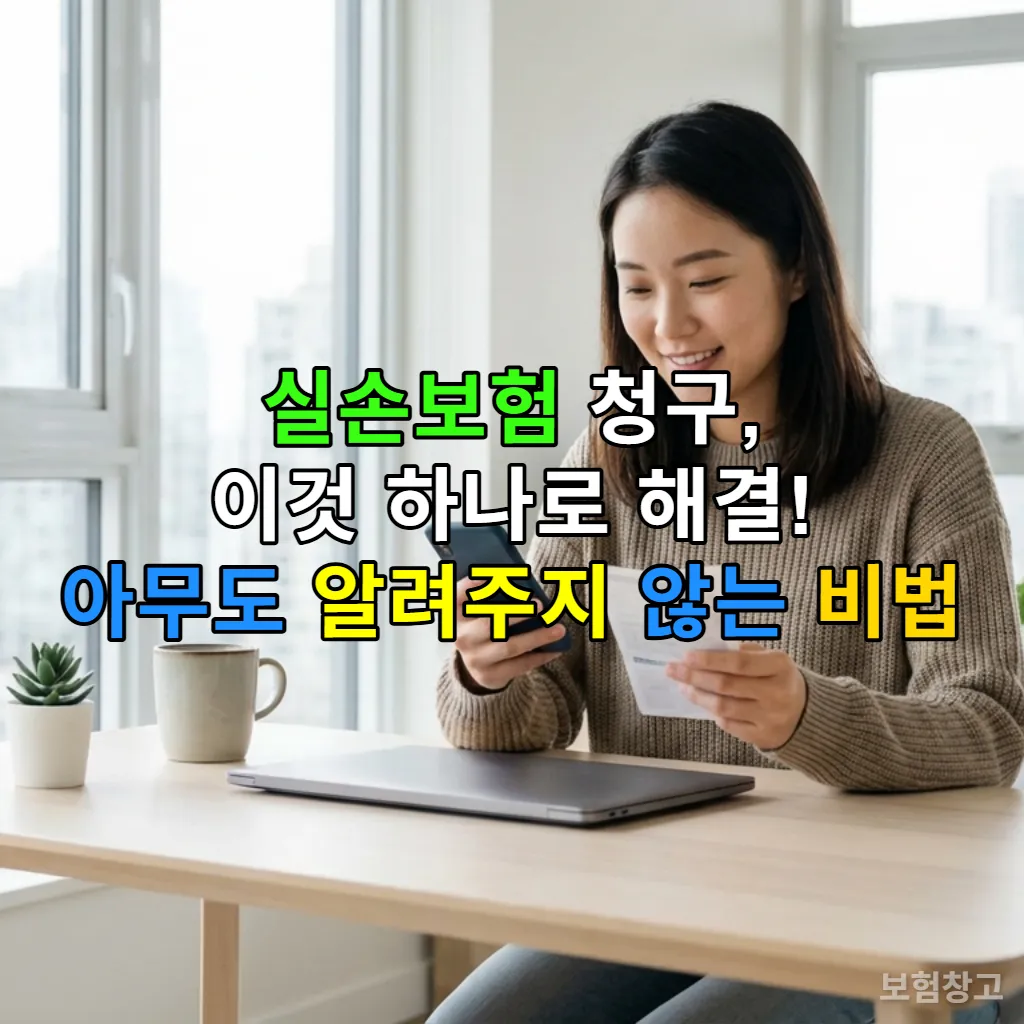 스마트폰으로 실손보험 청구를 성공적으로 마친 젊은 한국 여성