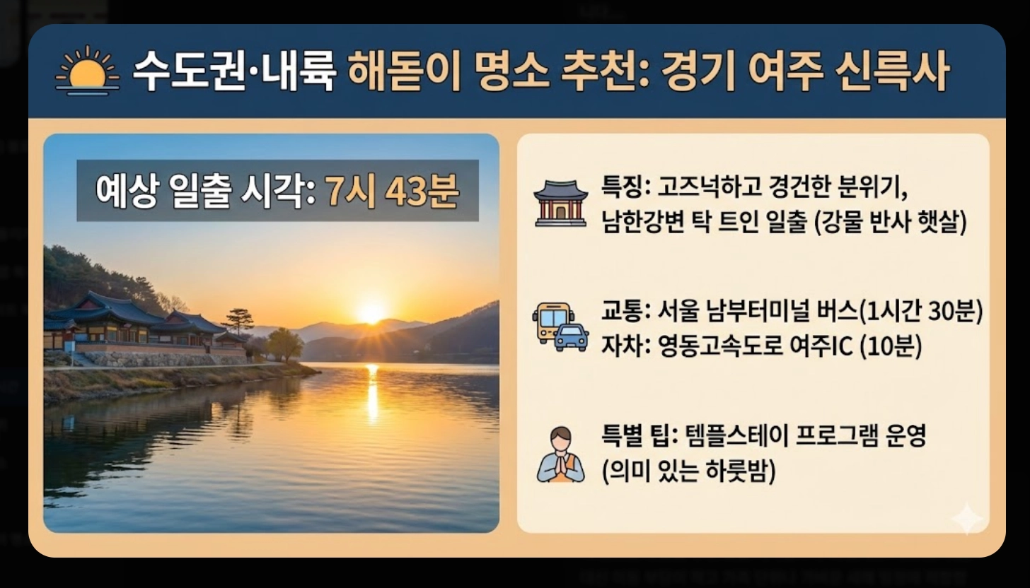 2026년 지역별 해돋이 시간 완벽 정리