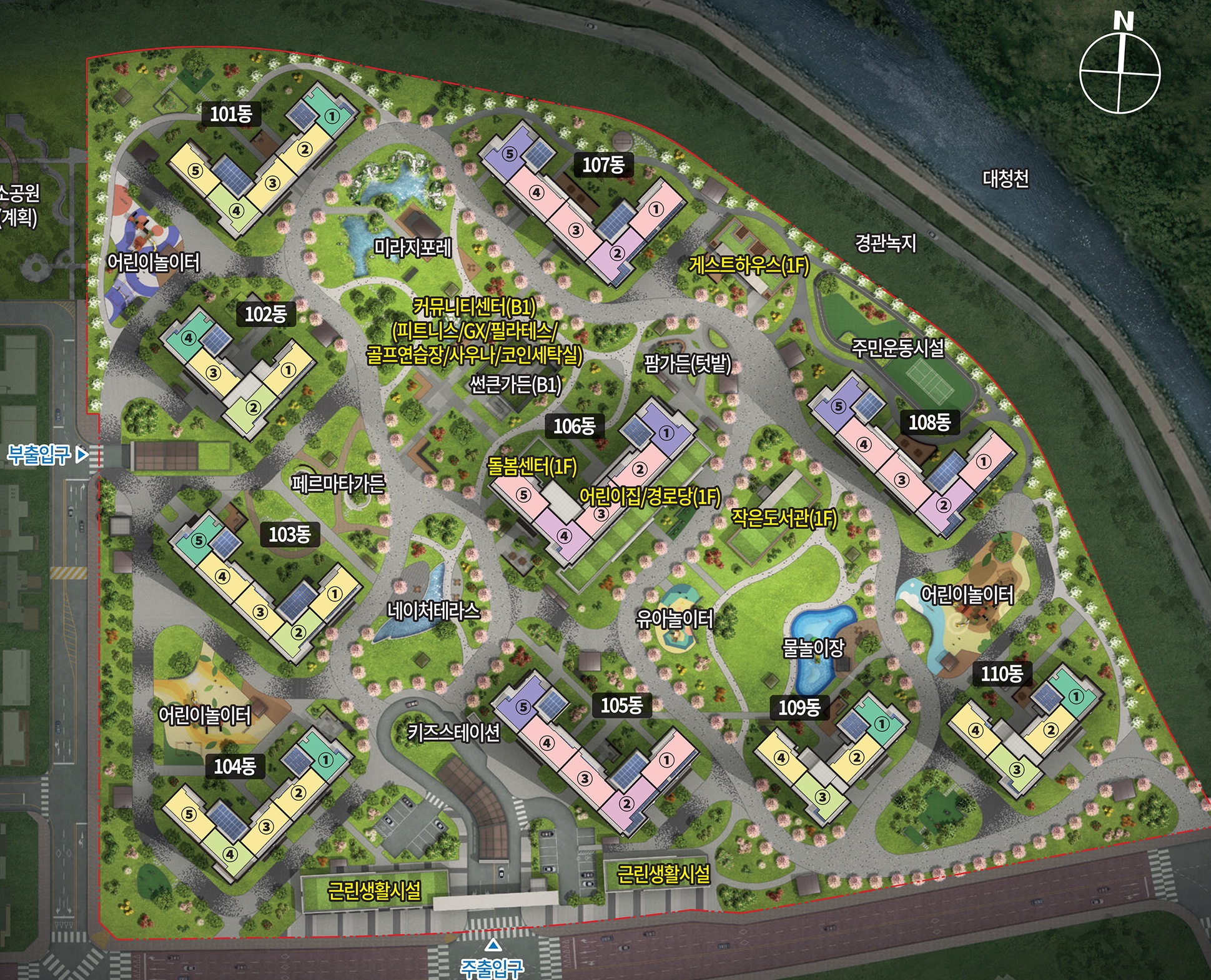 더샵 신문그리니티 파크에디션 동･호수 배치 조감도