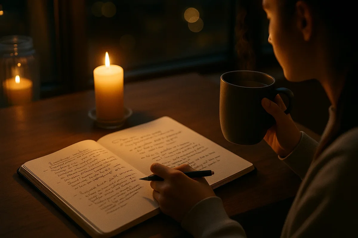 촛불 켜고 밤에 다이어리 쓰기