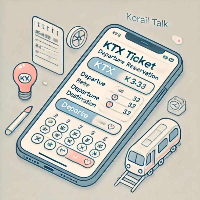 코레일톡 앱에서 출발역과 도착역을 입력해 KTX 티켓을 예약하는 화면
