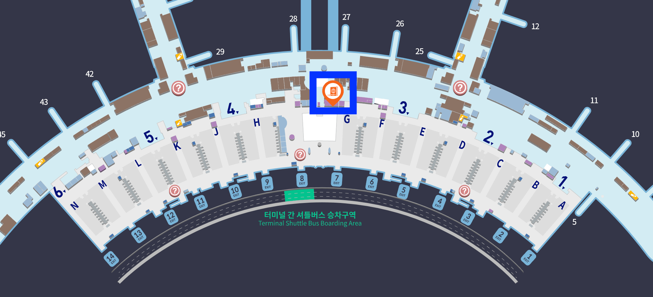 인천공항 제 1터미널 긴급여권 발급 장소인 여권민원실 위치