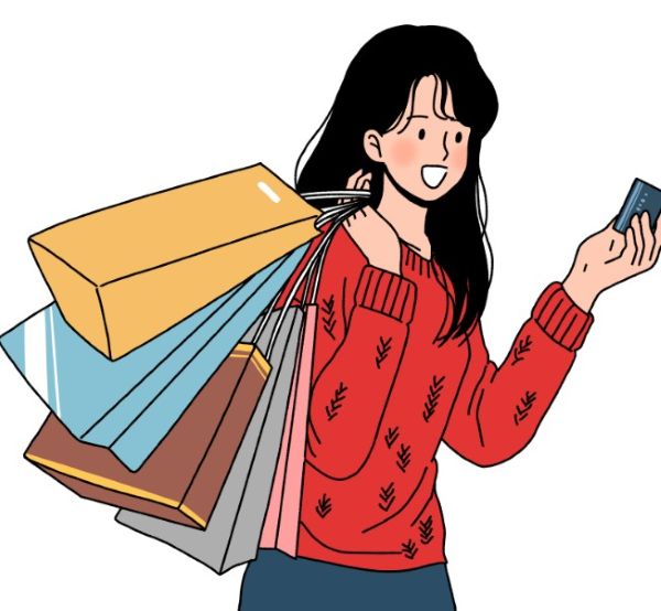 여성이 쇼핑하는 모습