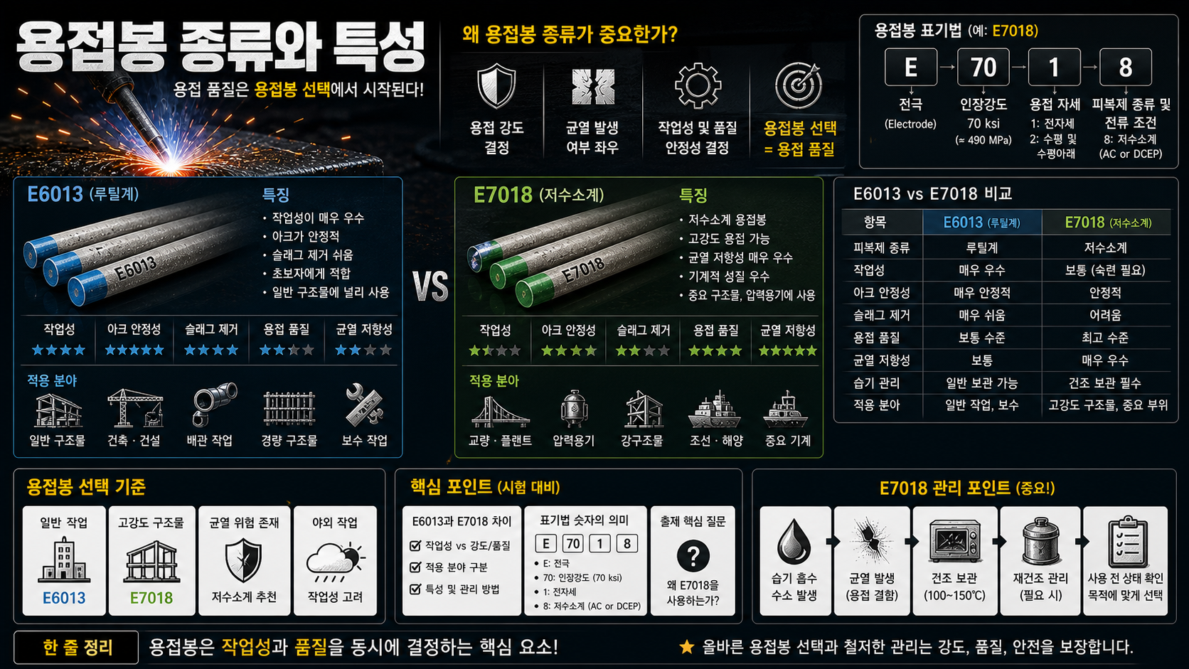 용접봉 종류와 특성