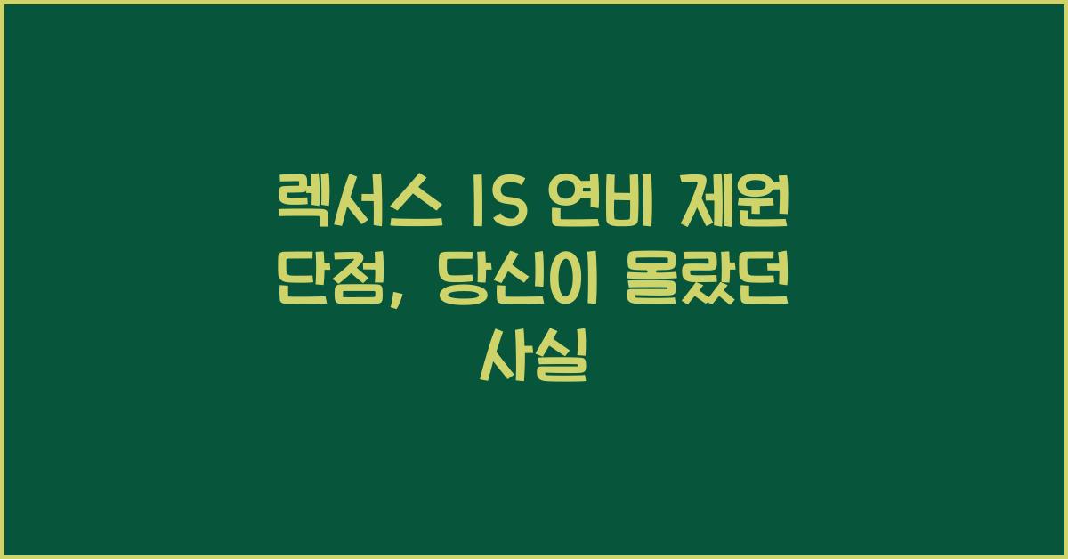 렉서스 IS 연비 제원 단점