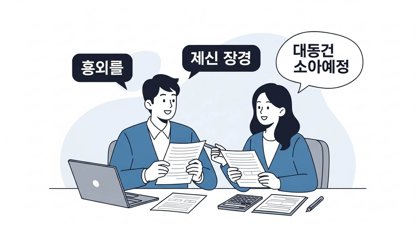 맞벌이 부부가 함께 앉아 연말정산 서류를 검토하며 소득공제 전략을 세우는 모습.