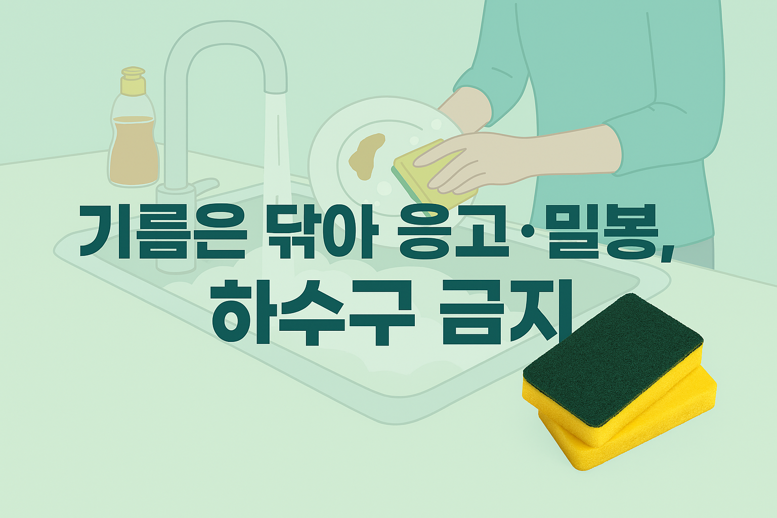 기름은 닦아 응고, 밀봉, 하수구 금지